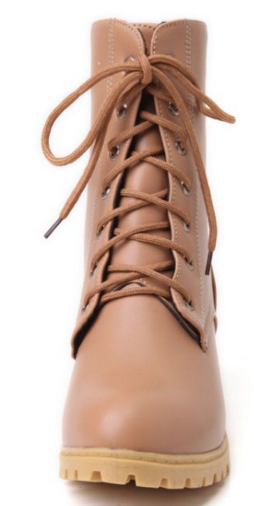 Giày boot nữ cổ cao đế trệt màu nâu sữa GBN5101