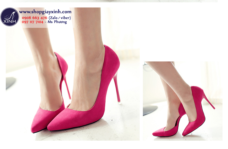 Giày cao gót màu hồng da lộn xinh xắn và nổi bật!