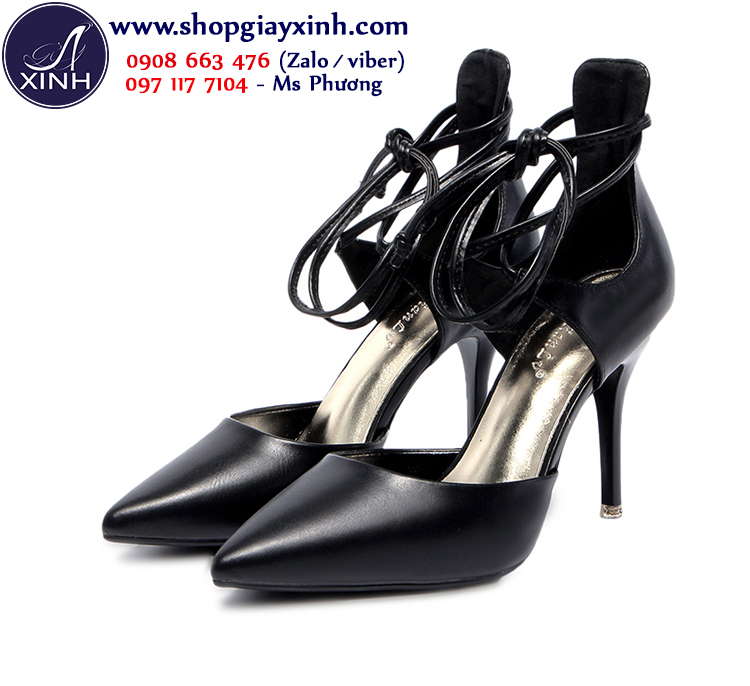 Giày cao gót cột dây xinh xắn màu đen GCG6701