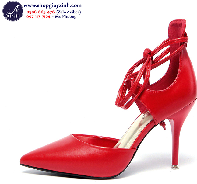 Giày cao gót cột dây xinh xắn màu đỏ GCG6702