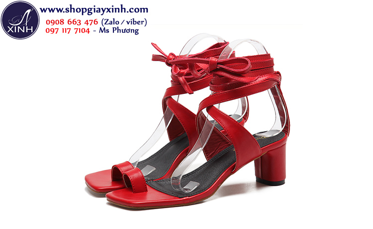 Giày cao gót thắt dây đỏ quyến rũ và duyên dáng GCG8903