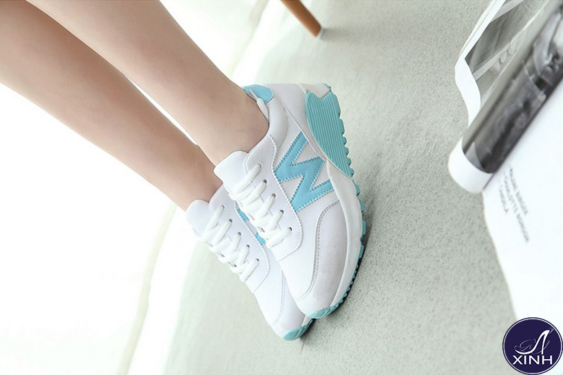 Giày thể thao nữ cá tính Hàn Quốc màu xanh trắng GTT0602