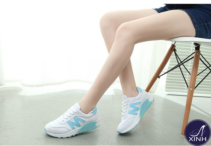 Giày thể thao nữ cá tính Hàn Quốc màu xanh trắng GTT0602