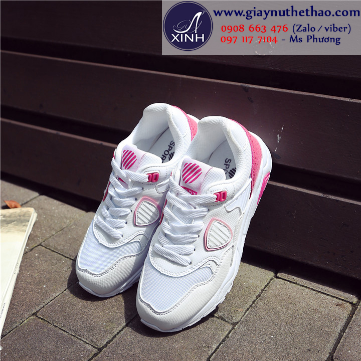 Giày thể thao nữ tinh nghịch màu hồng trắng GTT1301