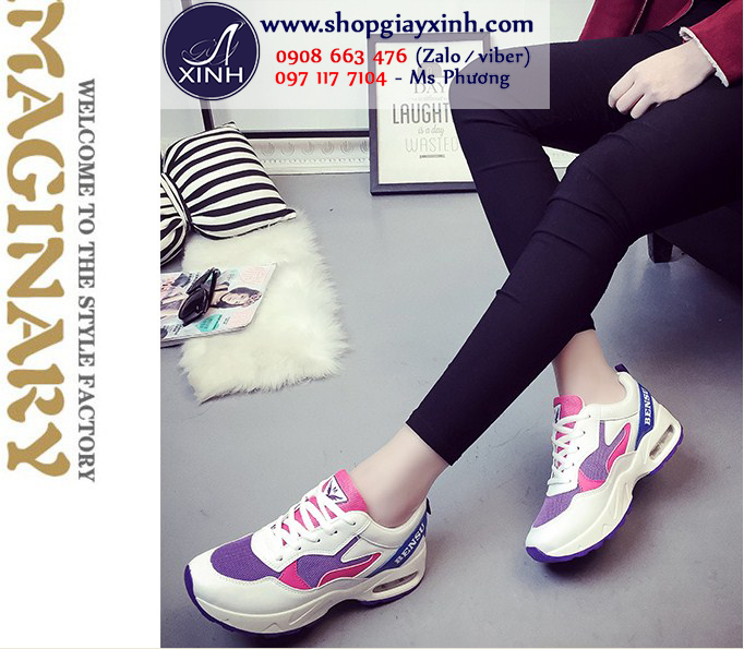 Giày thể thao nữ trắng hồng cực xinh xắn GTT0801