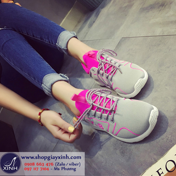 Giày thể thao nữ Hàn Quốc sành điệu màu hồng GTT1002