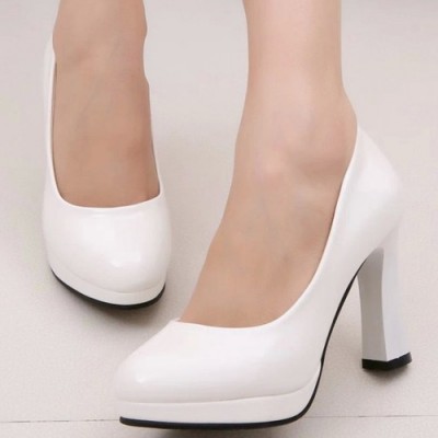 Bộ sưu tập 3 mẫu giày cao gót màu trắng cao 7-12cm ĐƠN GIẢN da bóng