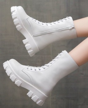 Giày boot nữ chiến binh màu trắng đế cao XINH XẮN GBN9902