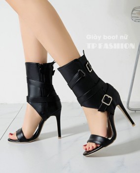 Giày sandal cao gót 10cm MẪU MỚI cổ cao, chất da Pu, thiết kế CẦU KỲ SANG CHẢNH GBN31A