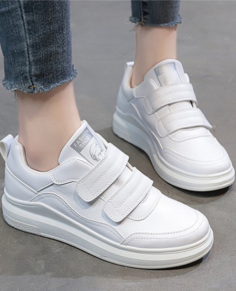 Giày thể thao nữ quai dán màu trắng xinh xắn GTT6401